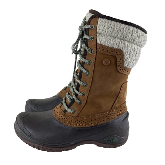 The North Face Shellista Womens Sz 6 Brown Leather Insulated Winter Snow Boots - Picture 1 of 11
